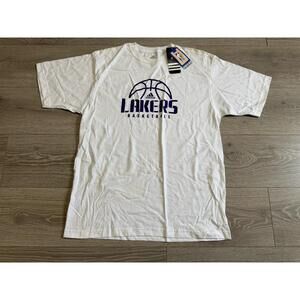 Los Angeles Lakers Basketball White 100 Cotton Logo T- Shirt Mens M